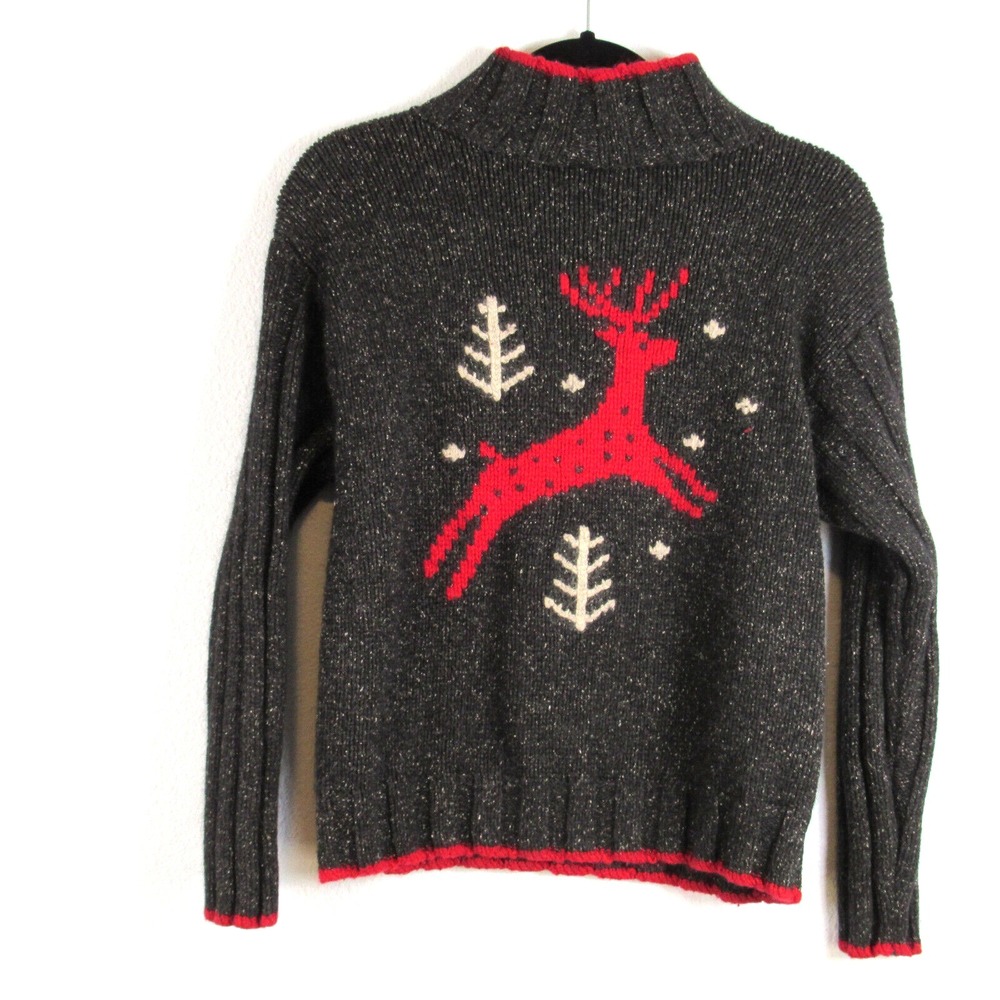 Vintage Nomadic Traders Reindeer Holiday Pullover Sweater Silk Angora Blend
